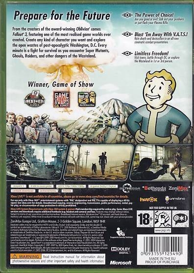 Fallout 3 - Xbox Live - XBOX 360 (B Grade) (Genbrug)